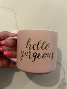 Threshold Pink Ceramic Mug with Gold "hello gorgeous" Script